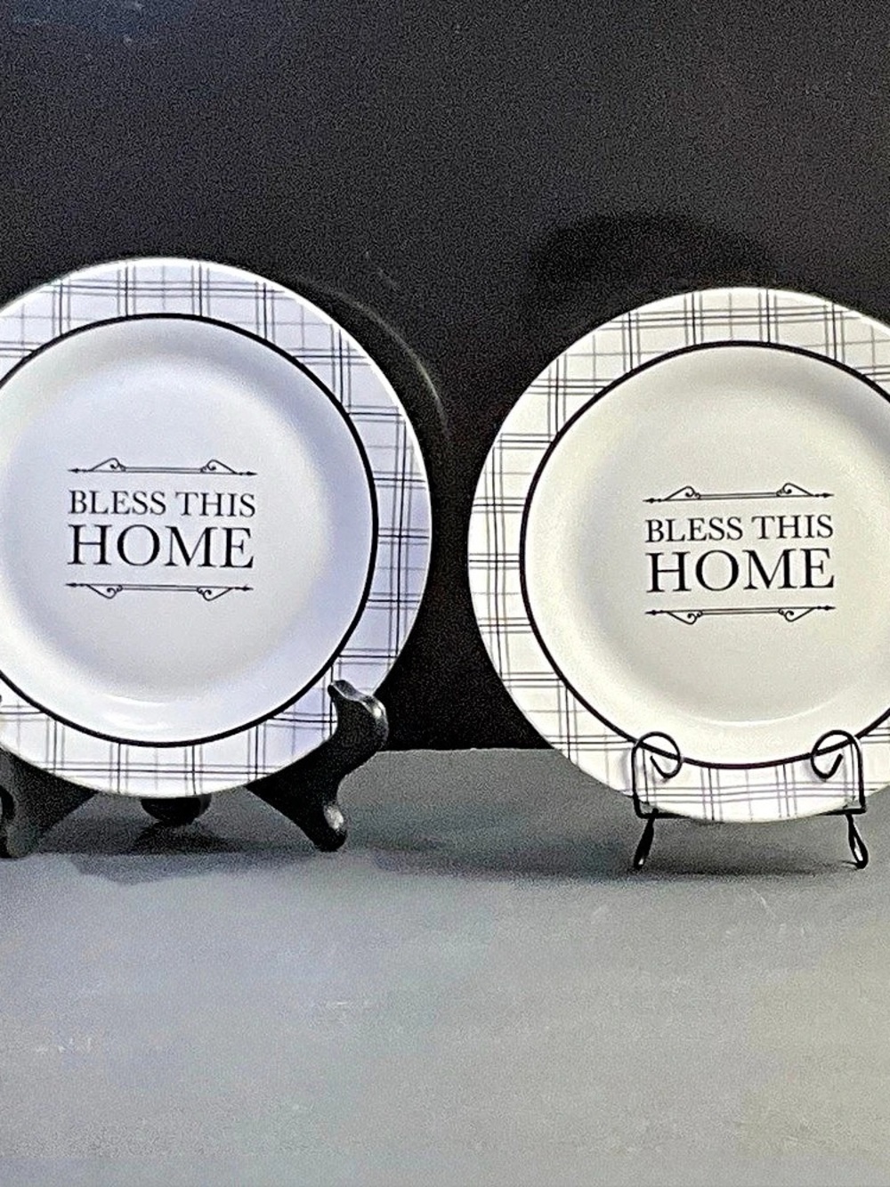 Royal Norfolk Side/Salad or Bread Plates, Black & White Checkered, Set of 2